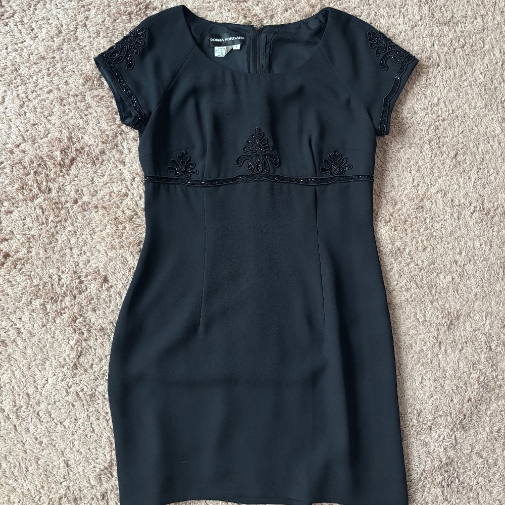 Donna Morgan Beaded Black Cocktail Dress